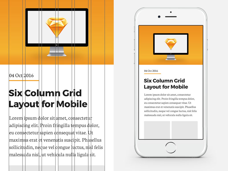 6 Column Grid for iPhone 6 and 7