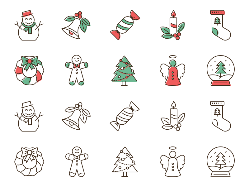 20 Christmas Outline Icons