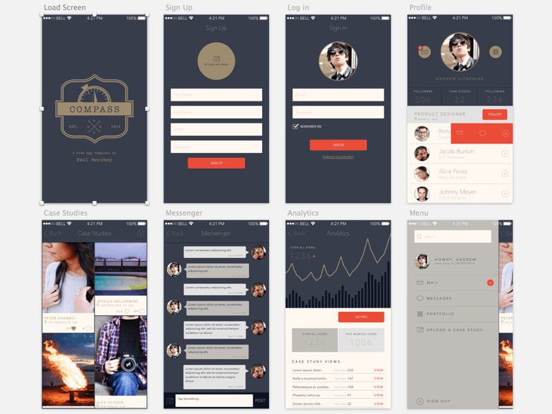 Compass a free app template for Sketch
