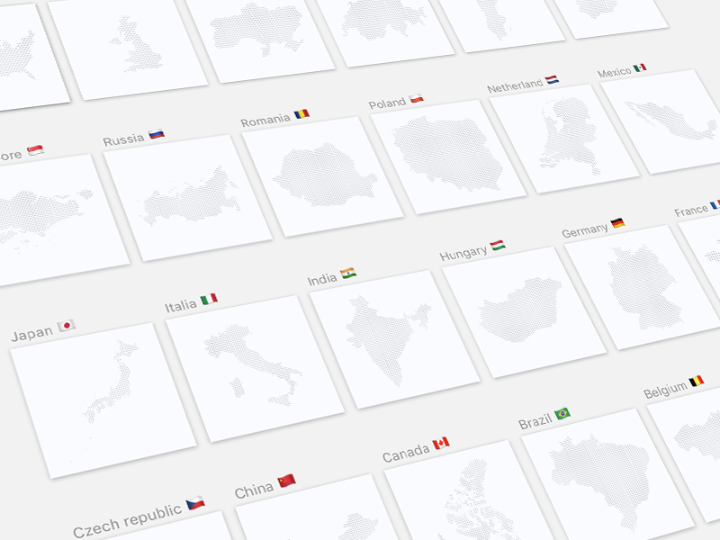 Dotted Maps of 24 Countries