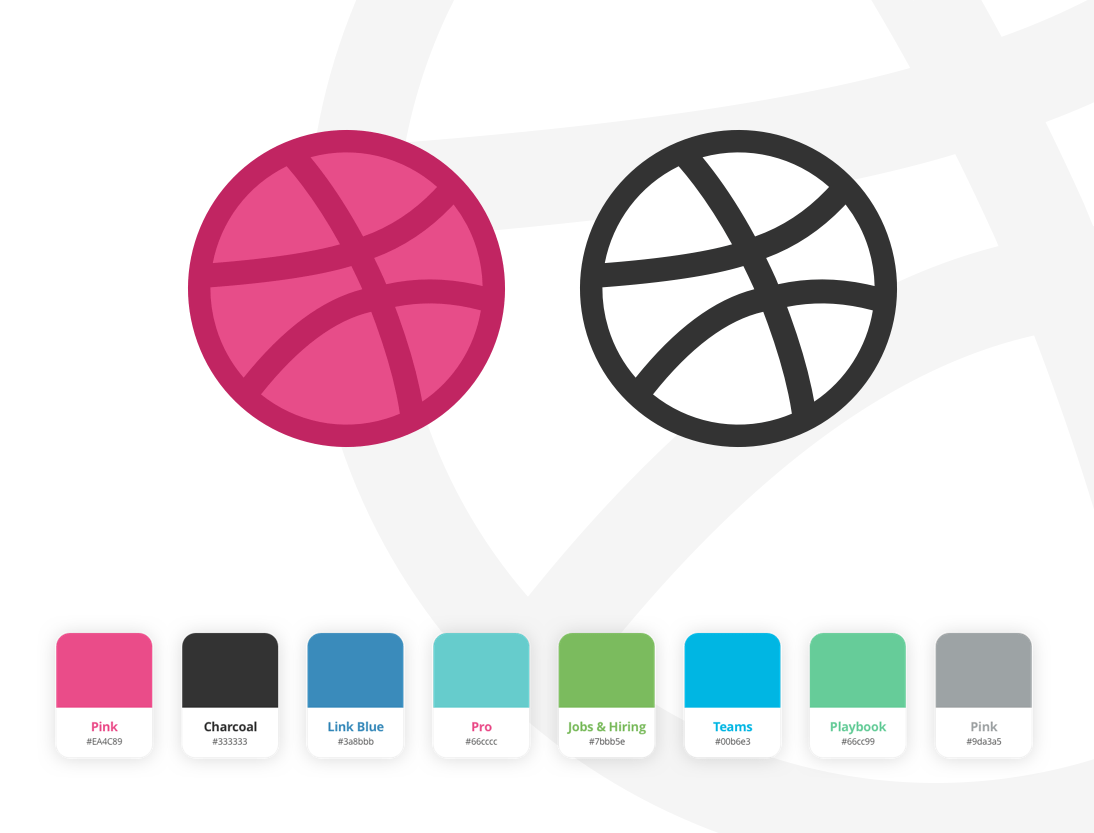 Dribbble Logo and Colors