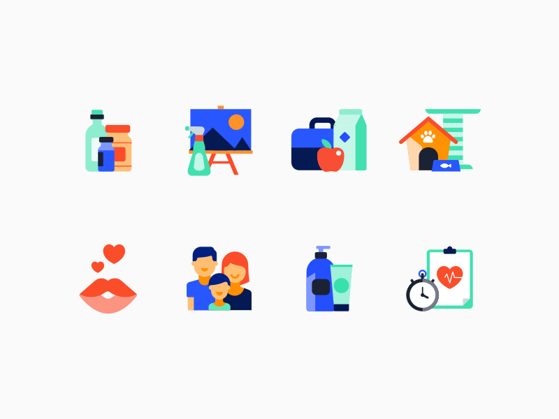 8 Colorful Flat Icons