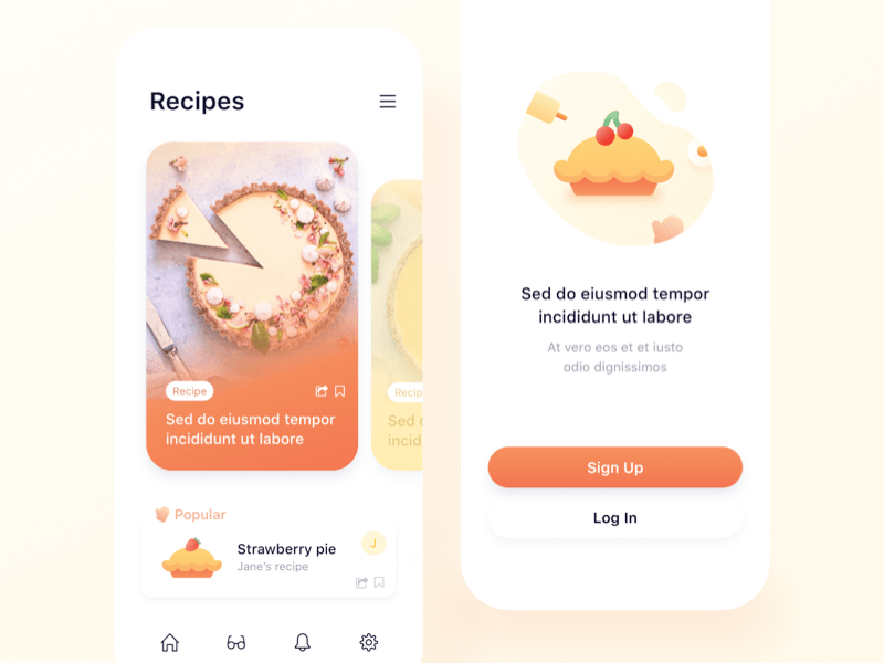 Pie Recipes App Concept