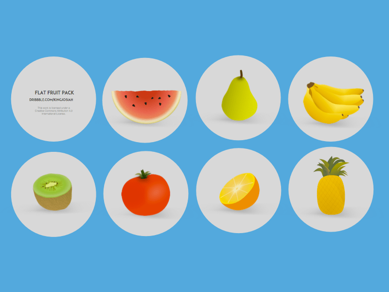 Flat Cartoon Fruit and Vegetables
