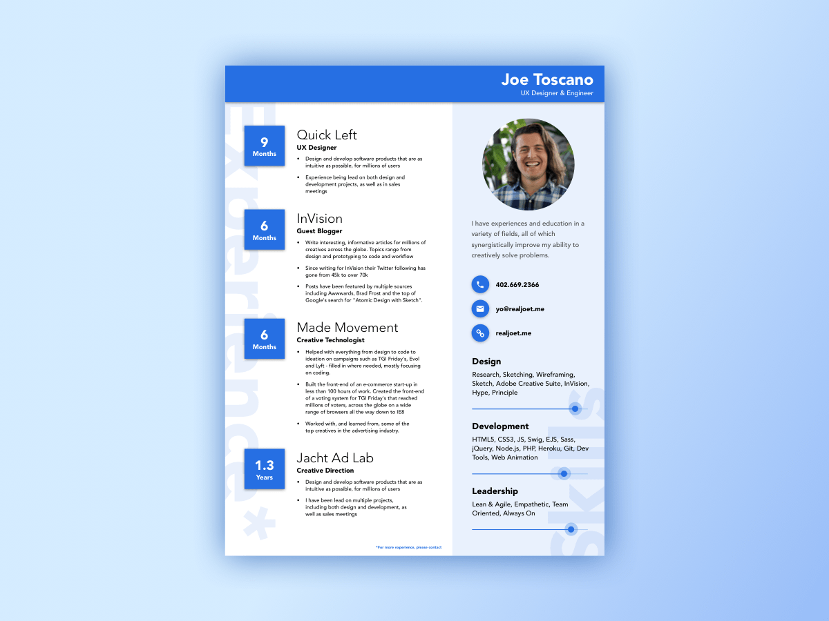 material design resume style sketch freebie - download free resource for sketch