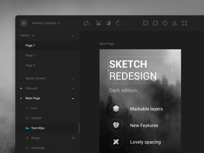 Sketch App - Dark UI Concept