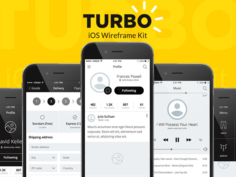 Turbo iOS Wireframe Kit Free Sample