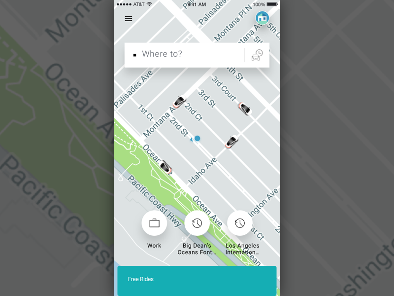 Uber iOS Home Screen
