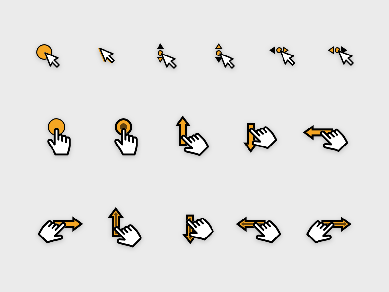 16 Interaction and UX Gesture Icons