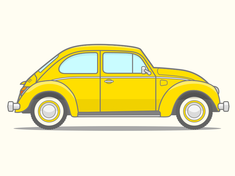 VW Beetle Vector Line Art
