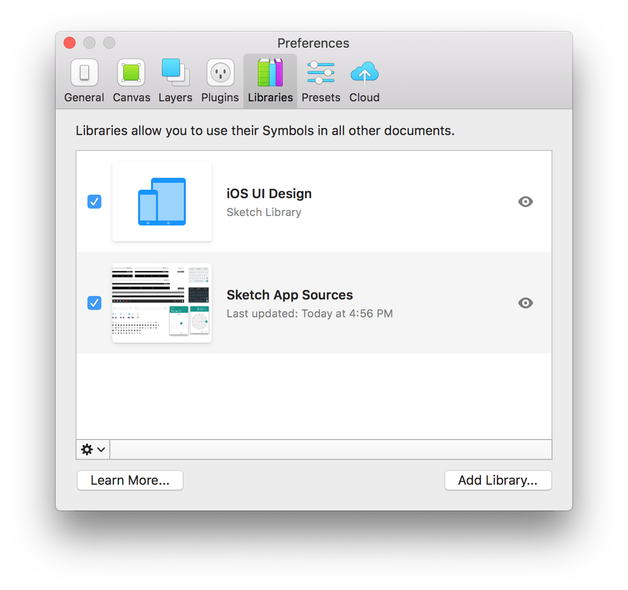 Sketch Libraries Preferences