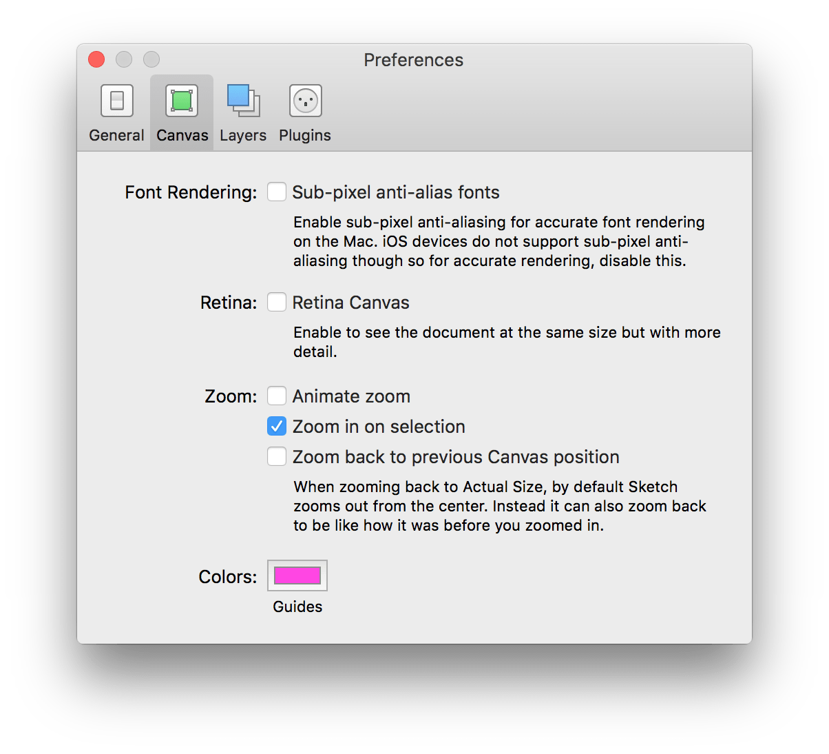 The Retina Canvas checkbox has removed from preferences since it was a confusing setting