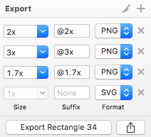 Export settings, visible when a layer is selected for export.