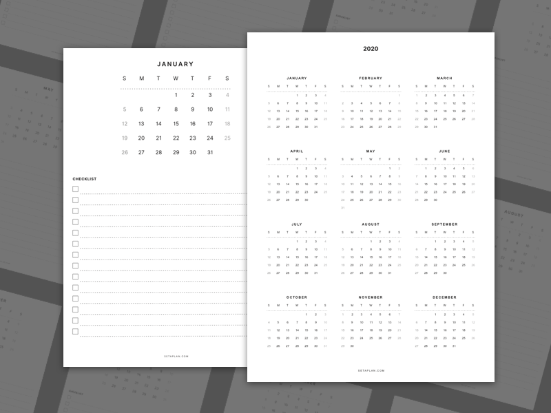 2020 Printable Minimalist Calendar