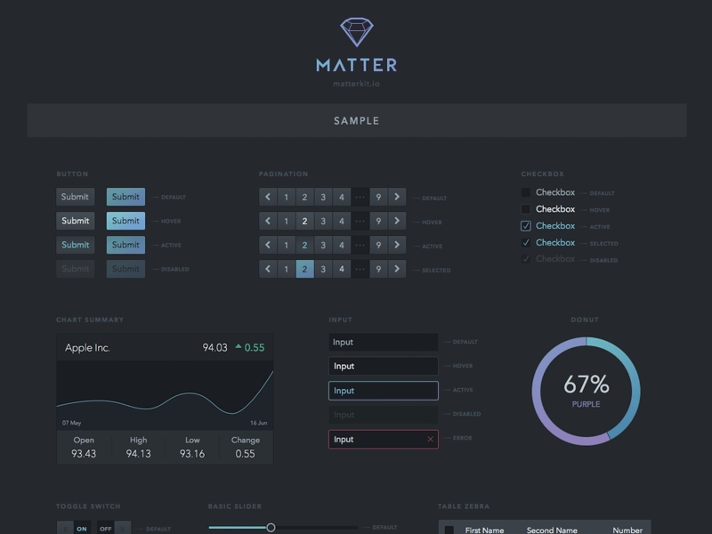 Matter Expanding Dark UI Kit