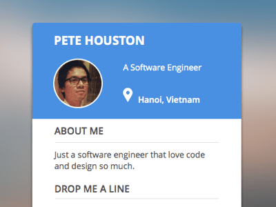 Simple clean profile modal UI