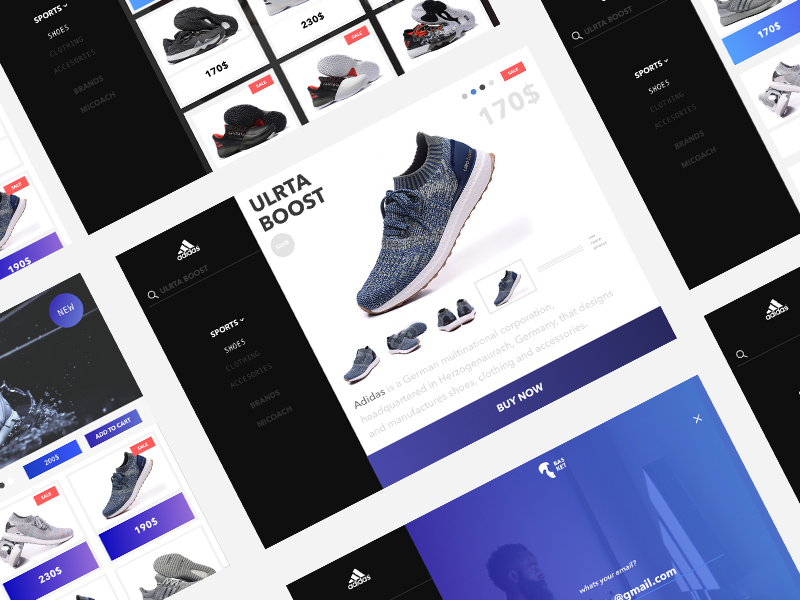 Adidas Website Redesign Sketch freebie 