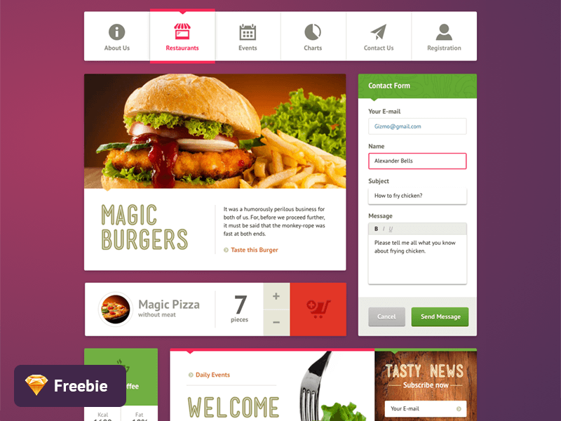 Restaurant UI Kit Sketch freebie - Download free resource ...