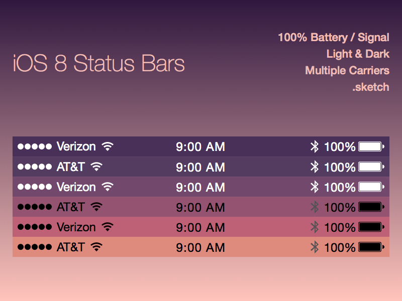 iOS 8 Status Bars Sketch freebie  Download free resource for Sketch   Sketch App Sources