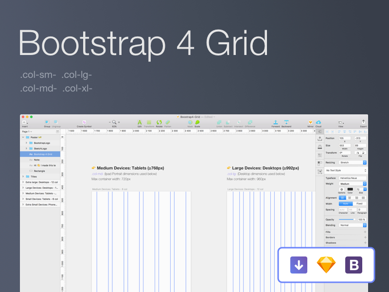 Bootstrap 4 Grid Design Template Sketch Freebie Download Free Resource For Sketch Sketch App Sources