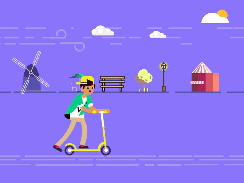 Boy and Scooter Illustration