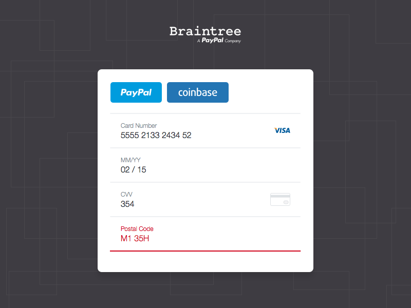 Braintree. Drop формы. Form UI. Capture form UI.