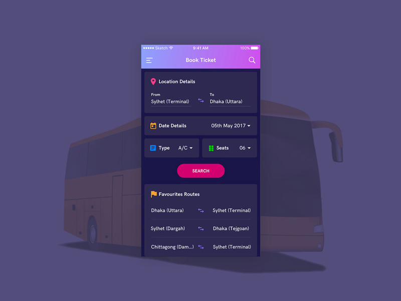 Bus Booking Screen Sketch Freebie Download Free Resource For Sketch Sketch App Sources