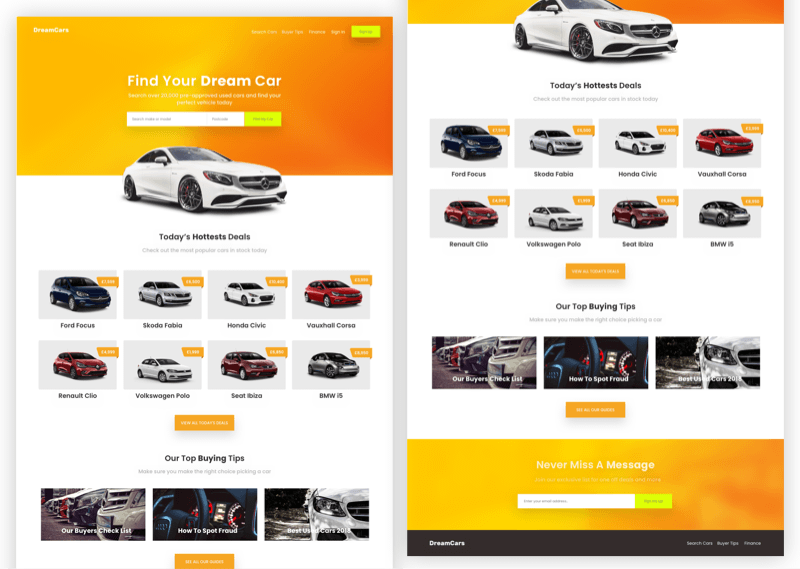 Car Dealing Landing Page