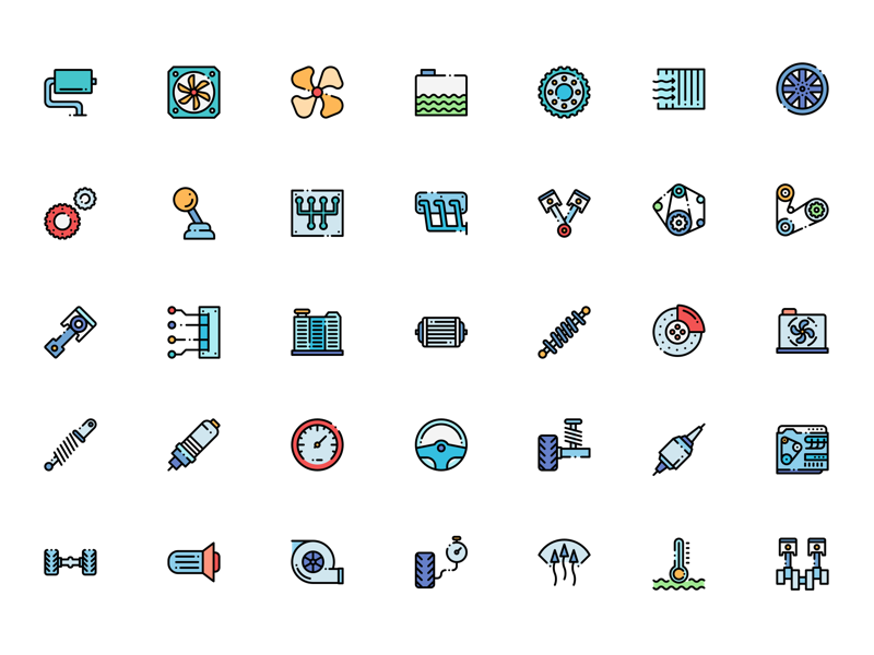 Colorful Engine Icons