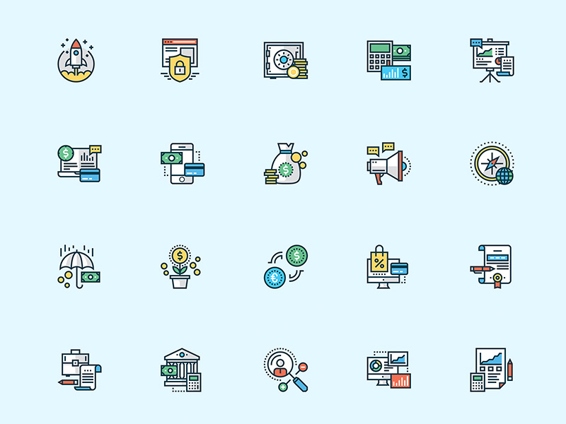 20 Colorful Business Icons