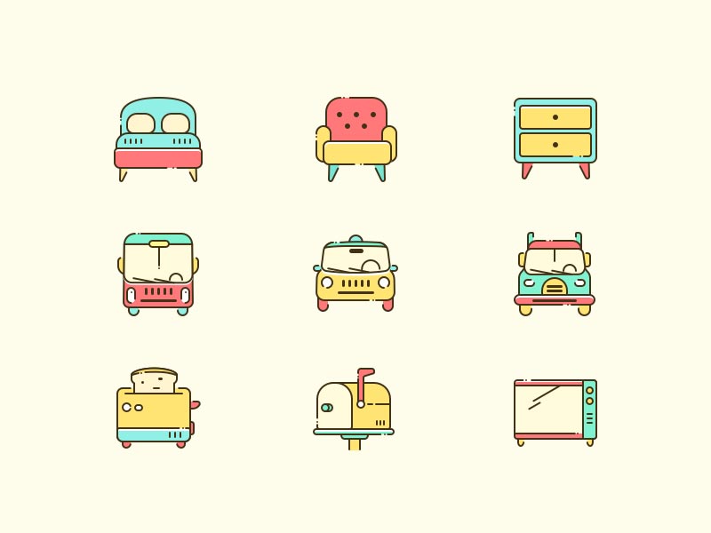 9 Colorful Icons