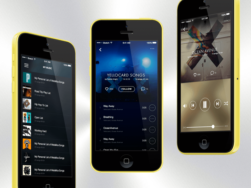 Music App Free Template Sketch Freebie Download Free Resource For Sketch Sketch App Sources