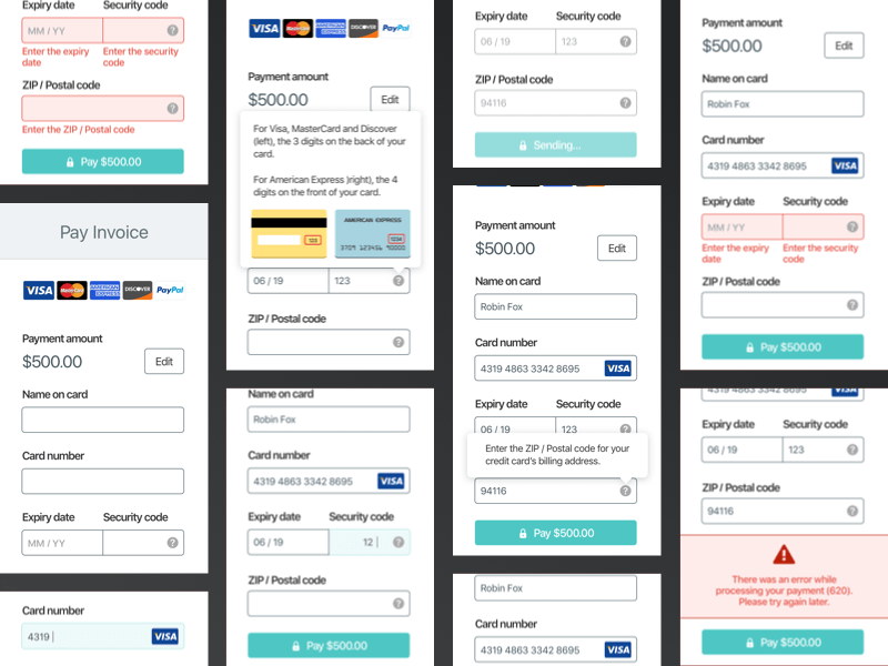 Contact Page screen design idea #204: Credit Card Form