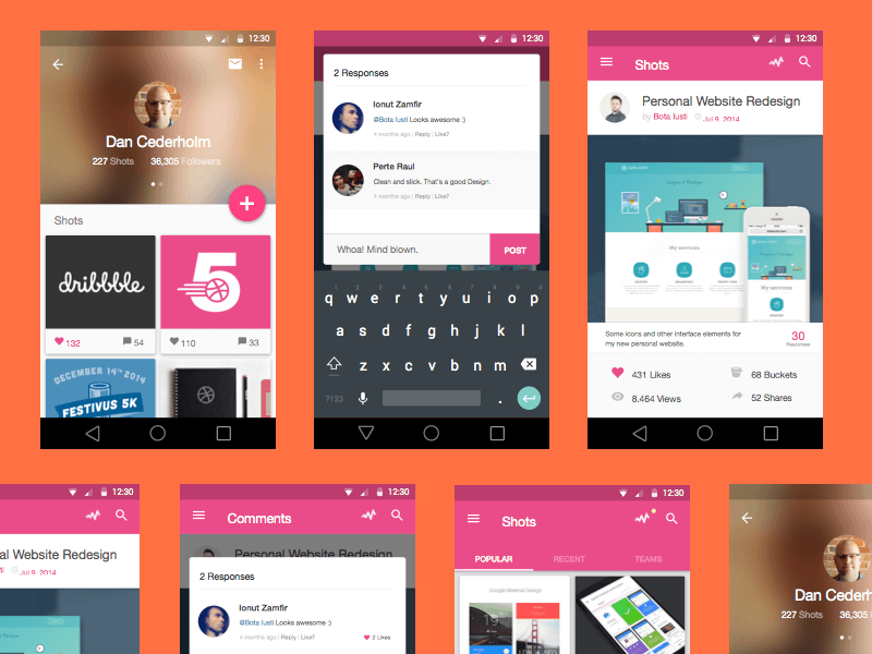 Dribbble App Material Design Concept Sketch freebie - Download free ...