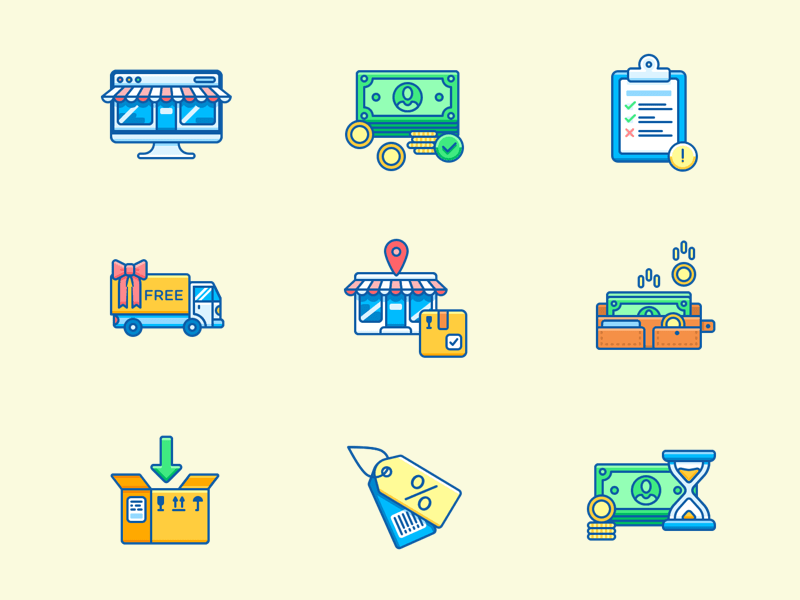 10 Colorful Ecommerce Icons