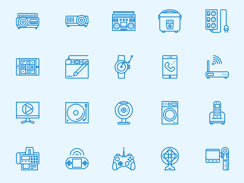 Electronic Devices Line Icons Set