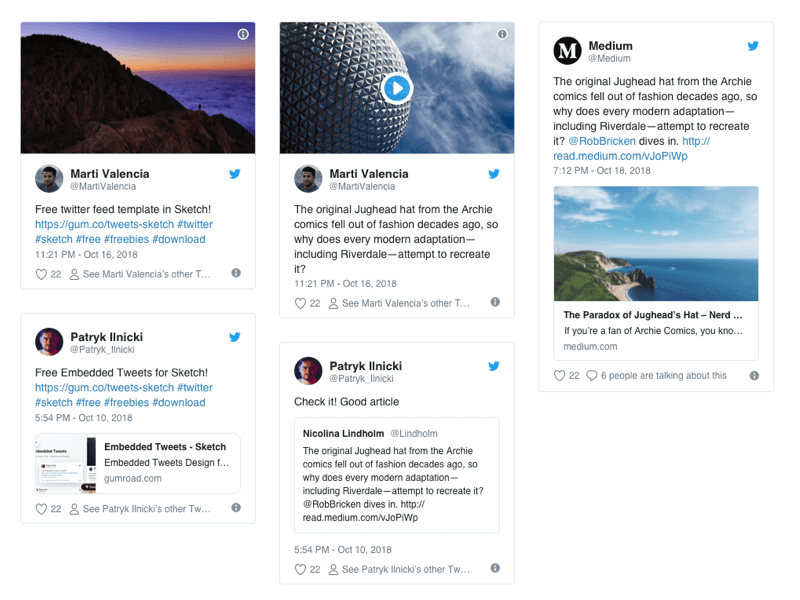 Embedded Tweets Template Sketch Freebie Download Free Resource For Sketch Sketch App Sources