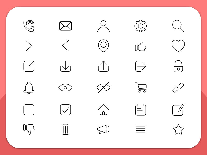 30 Essential Line Icons