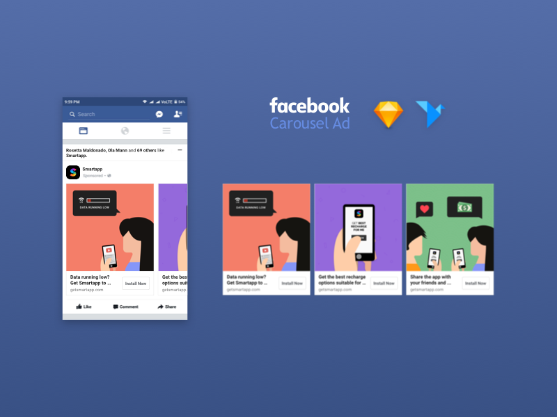 Facebook Carousel Ad Sketch Freebie Download Free Resource For Sketch Sketch App Sources