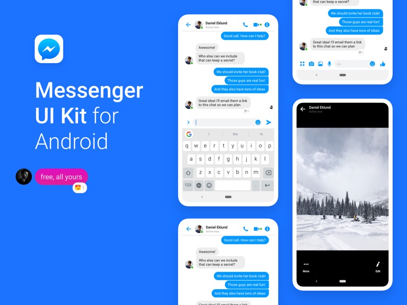 UI Kits design idea #295: Android Facebook Messenger UI Kit