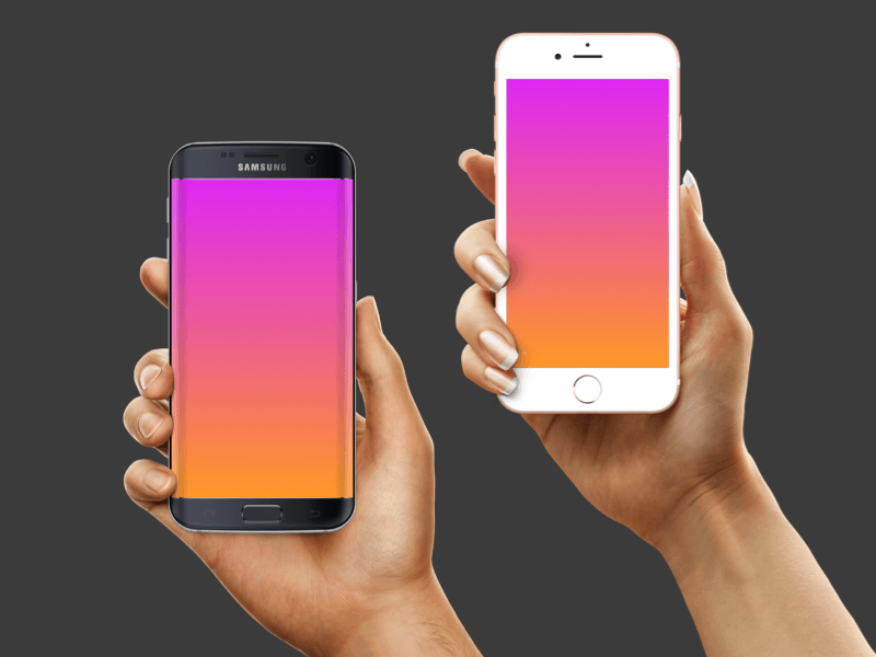 Mockup Hands with iPhone and Samsung