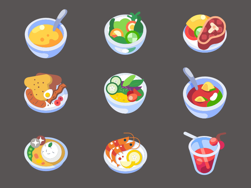 9 Colorful Food Icons