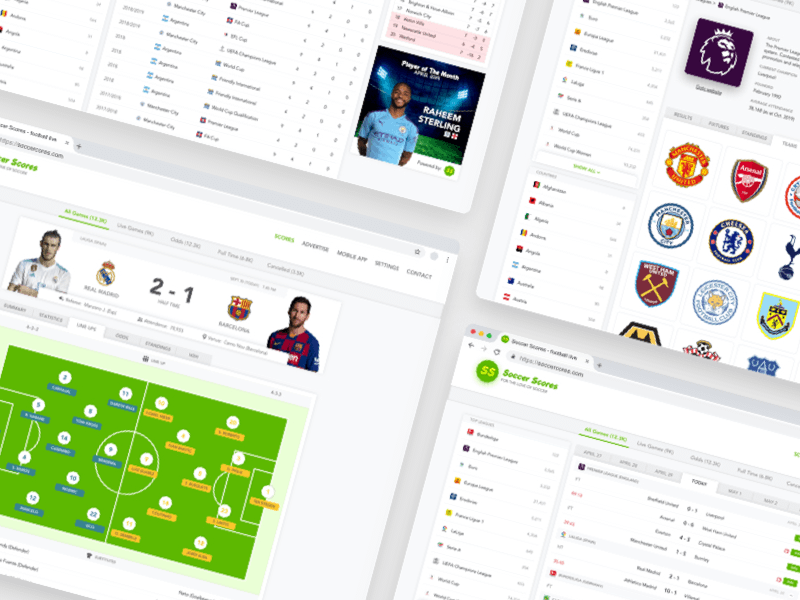 UI Kits design idea #287: Soccer Scores Web UI Kit
