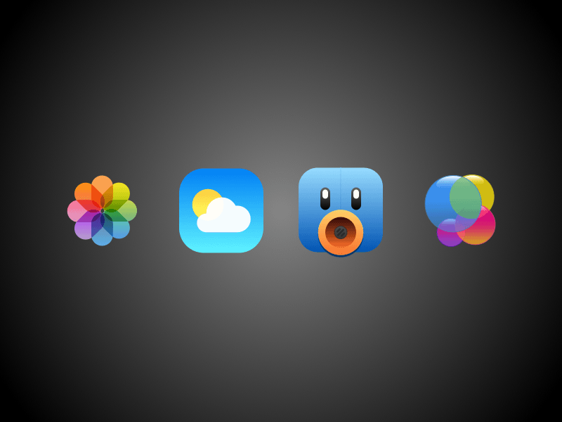 Game Center, Weather, Tweetbot and Photo Icons