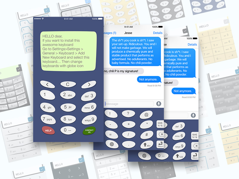 Chat UI idea #420: Geek iPhone and Apple Watch Keyboards