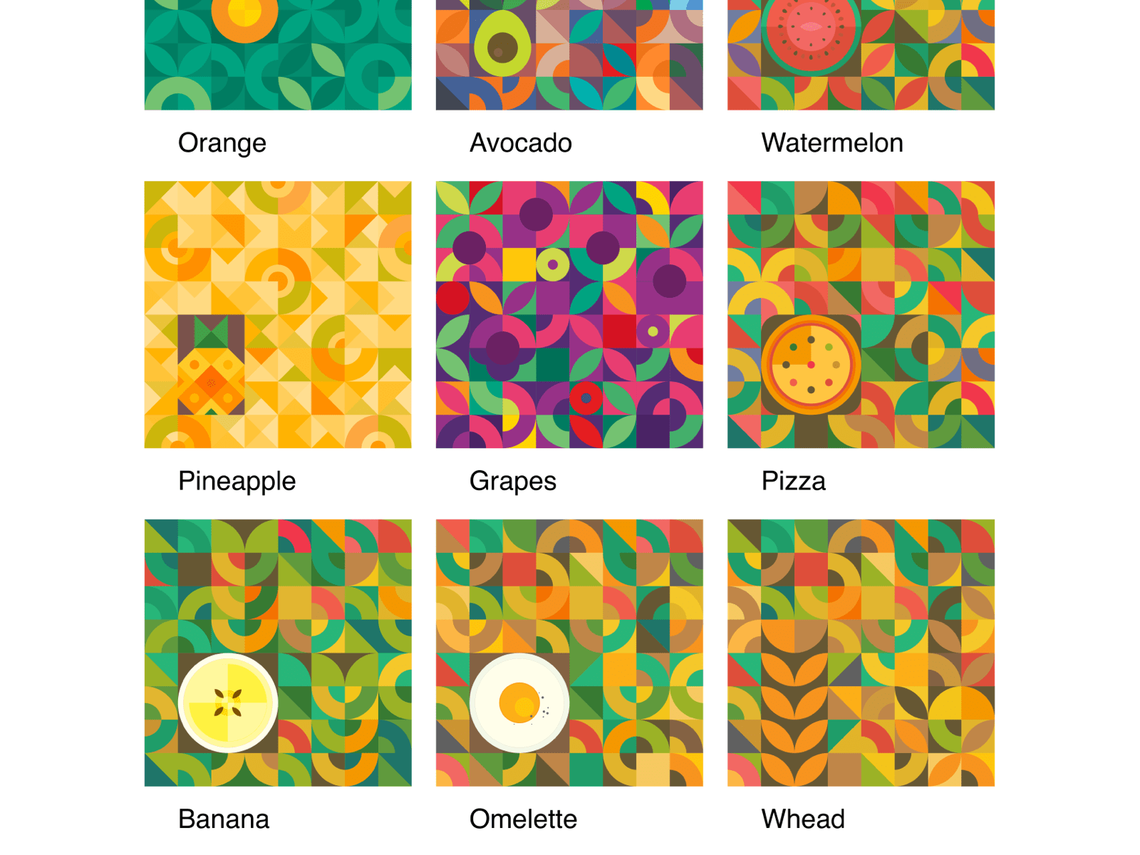 Geometric Food Illustrations