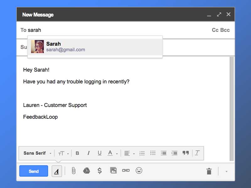 Gmail New Message UI