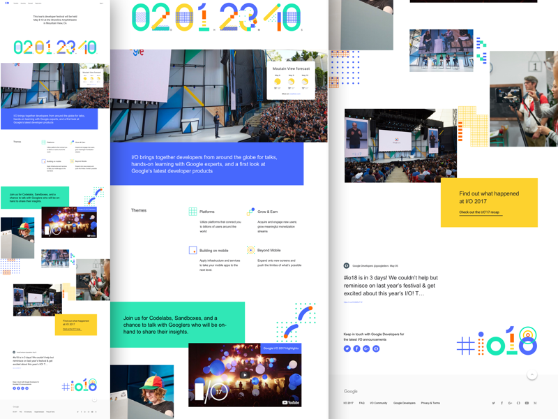 Homepages design idea #38: Google I/O 2018 Homepage