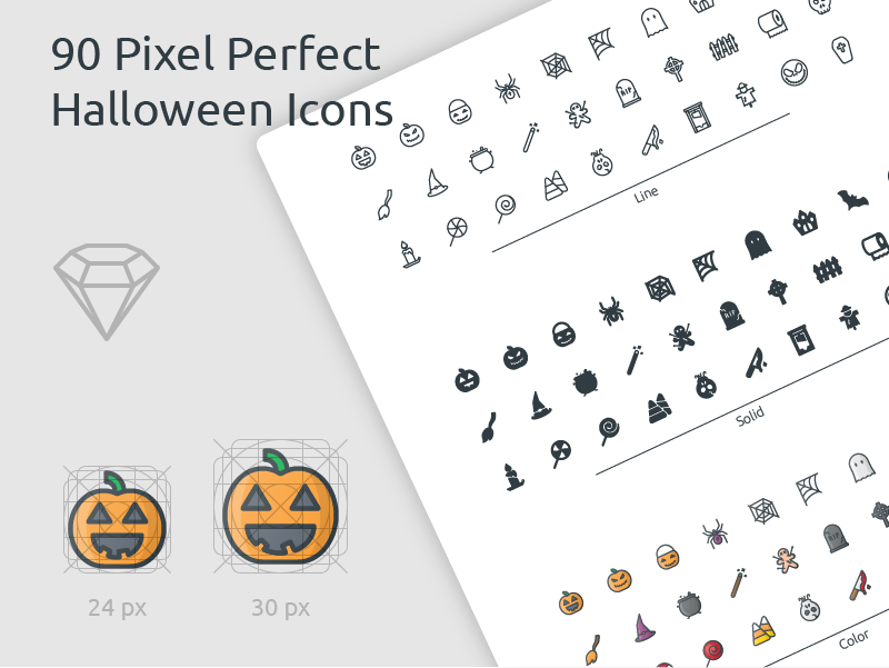 90 Pixel Perfect Halloween Icons