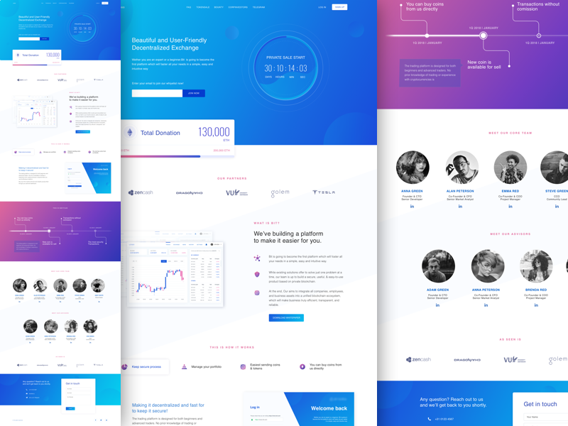 Initial Coin Offering Ico Crypto Web Template Sketch Freebie Download Free Resource For Sketch Sketch App Sources